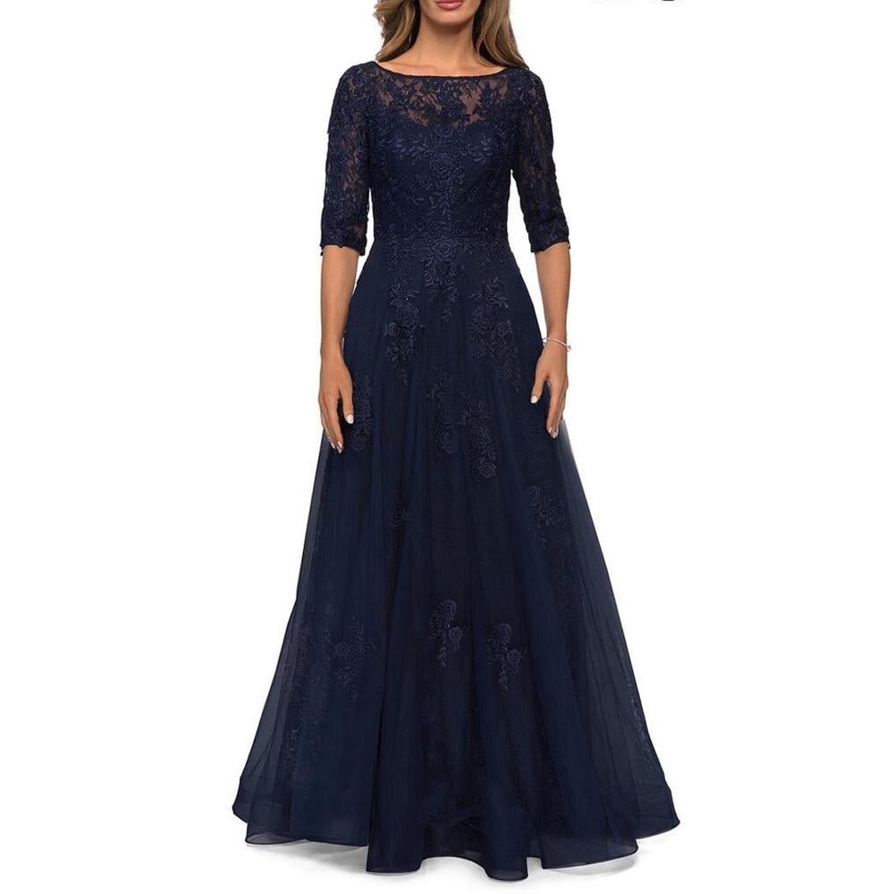 La Femme Navy Gown Size 10 Nwot